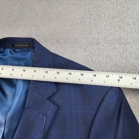 IZOD 2-Piece Suit Jacket & Pants Mens 42 S/ 36W Dark Blue Check Single Breasted - Picture 4 of 16